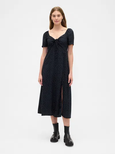 Gap Factory Puff Sleeve Midi Dress In Black