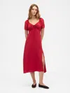 Gap Factory Puff Sleeve Midi Dress In Red