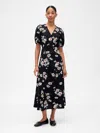 Gap Factory Puff Sleeve V-neck Maxi Dress In Multi