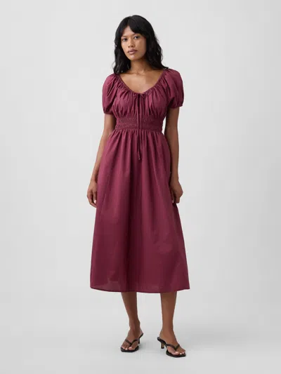 Gap Factory Puff Sleeve V-neck Maxi Dress In Burgundy