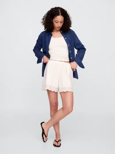 Gap Factory Pull-on Eyelet Shorts In White