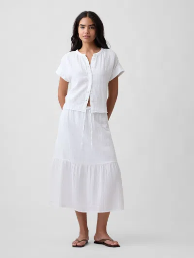 Gap Factory Pull-on Gauze Midi Skirt In White