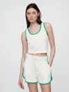 Gap Factory Recycled Cropped Pique Tank Top In White