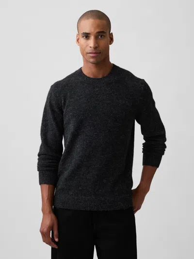 Gap Factory Recycled Fuzzy Crewneck Sweater In Charcoal Heather Gray