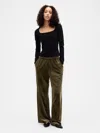 Gap Factory Recycled Pull-on Velour Wide-leg Pants In Brown