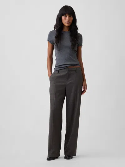Gap Factory Recycled Wide-leg Trousers In Brown Houndstooth
