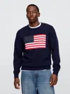 Gap Factory Relaxed Americana Intarsia Sweater In Blue