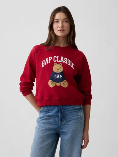 Gap Factory Relaxed Brannan Bear Graphic Sweatshirt In Crimson Red