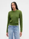 Gap Factory Relaxed Cable-knit Crewneck Sweater In Green
