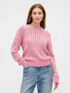 Gap Factory Relaxed Cable-knit Crewneck Sweater In Pink