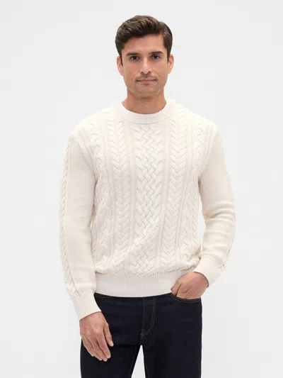Gap Factory Relaxed Cable-knit Sweater In White