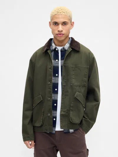 Gap Factory Relaxed Canvas Barn Jacket In Green