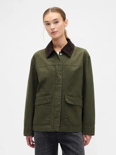 Gap Factory Relaxed Canvas Barn Jacket In Green