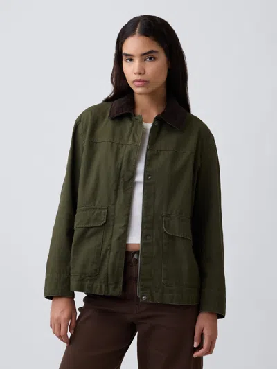 Gap Factory Relaxed Canvas Barn Jacket In Ripe Olive Green