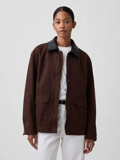 Gap Factory Relaxed Canvas Barn Jacket In Woodsy Brown