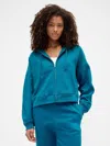 Gap Factory Relaxed Cropped Fleece Zip Hoodie In Green