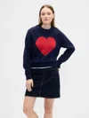 Gap Factory Relaxed Cropped Intarsia Sweater In Blue