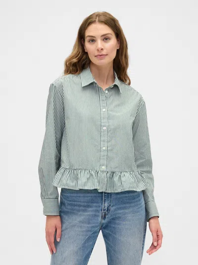 Gap Factory Relaxed Cropped Poplin Peplum Shirt In Blue