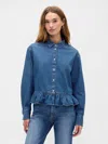 Gap Factory Relaxed Cropped Poplin Peplum Shirt In Blue