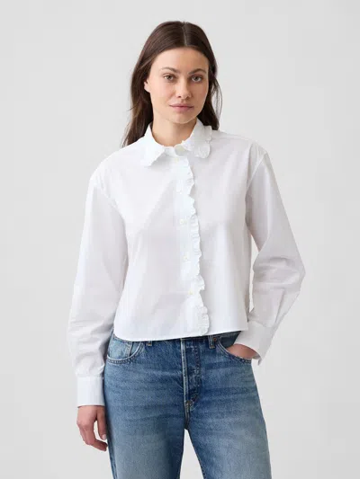 Gap Factory Relaxed Cropped Poplin Shirt In White