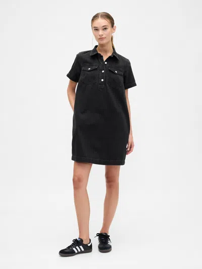 Gap Factory Relaxed Denim Mini Dress In Black