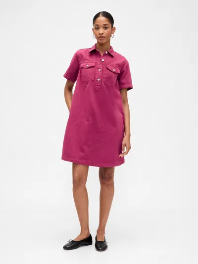 Gap Factory Relaxed Denim Mini Dress In Burgundy