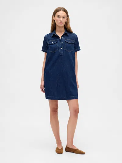 Gap Factory Relaxed Denim Mini Dress In Purple