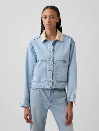 Gap Factory Relaxed Denim Utility Jacket In Blue
