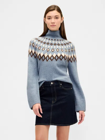 Gap Factory Relaxed Fair Isle Mockneck Sweater In Blue