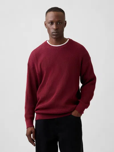Gap Factory Relaxed Fisherman Stitch Crewneck Sweater In Blue