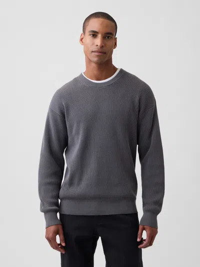 Gap Factory Relaxed Fisherman Stitch Crewneck Sweater In New Shadow Gray