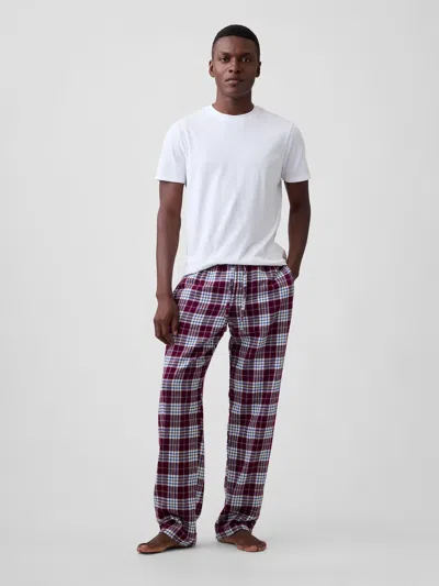 Gap Factory Relaxed Flannel Pj Pants In Burgundy Plaid