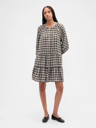 Gap Factory Relaxed Flannel Shirtdress In Black