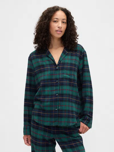Gap Factory Relaxed Flannel Sleep Shirt In Green