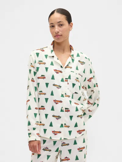 Gap Factory Relaxed Flannel Sleep Shirt In Neutral