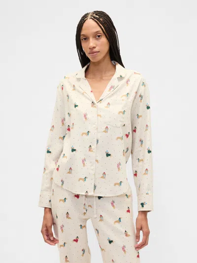 Gap Factory Relaxed Flannel Sleep Shirt In Neutral