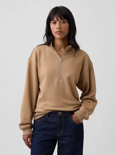 Gap Factory Relaxed Fleece Half-zip Sweatshirt In Camel Hair Brown