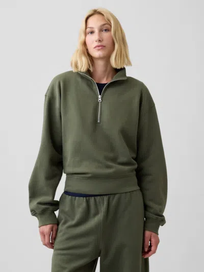 Gap Factory Relaxed Fleece Half-zip Sweatshirt In Tweed Green