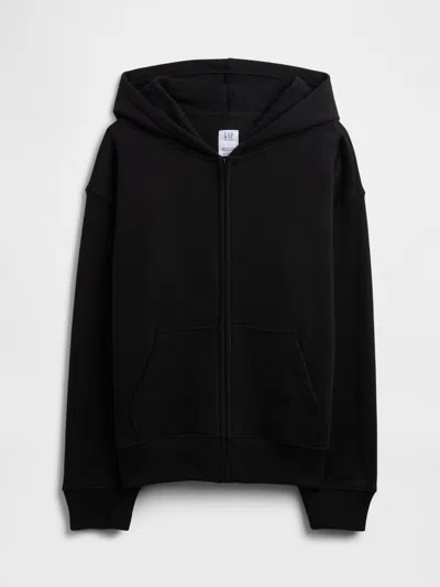 Gap Factory Kids' Relaxed Fleece Zip Hoodie In Black