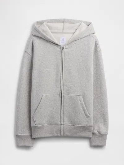 Gap Factory Kids' Relaxed Fleece Zip Hoodie In Gray