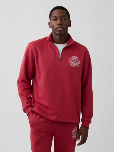 Gap Factory Relaxed Gap Graphic Quarter-zip Sweatshirt In Red
