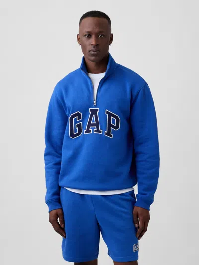Gap Factory Relaxed Gap Logo Quarter-zip Sweatshirt In Blue