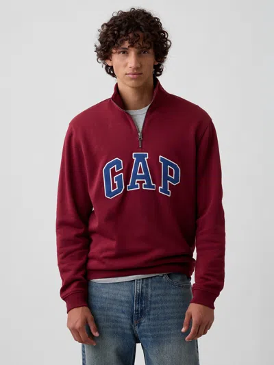 Gap Factory Relaxed Gap Logo Quarter-zip Sweatshirt In Radish Red