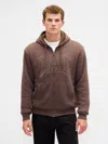 Gap Factory Relaxed Gap Logo Sherpa-lined Zip Hoodie In Brown