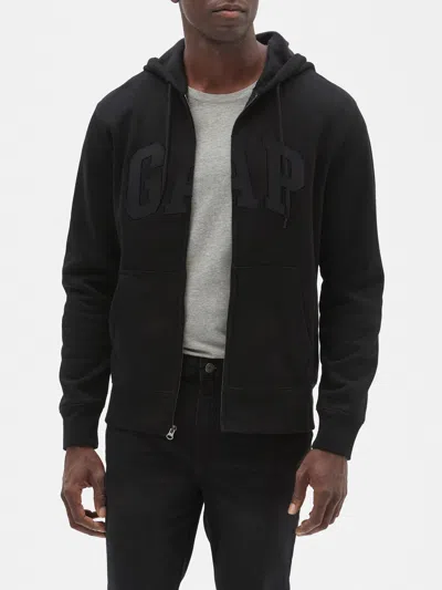 Gap Factory Relaxed Gap Logo Zip Hoodie In Black