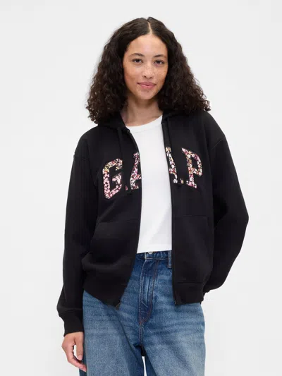 Gap Factory Relaxed Gap Logo Zip Hoodie In Black