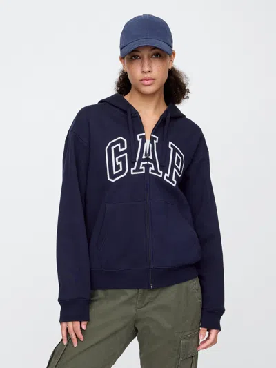 Gap Factory Relaxed Gap Logo Zip Hoodie In Blue