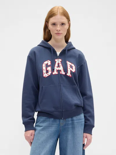 Gap Factory Relaxed Gap Logo Zip Hoodie In Blue
