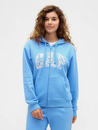 Gap Factory Relaxed Gap Logo Zip Hoodie In Blue