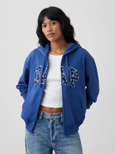 Gap Factory Relaxed Gap Logo Zip Hoodie In Blue Track